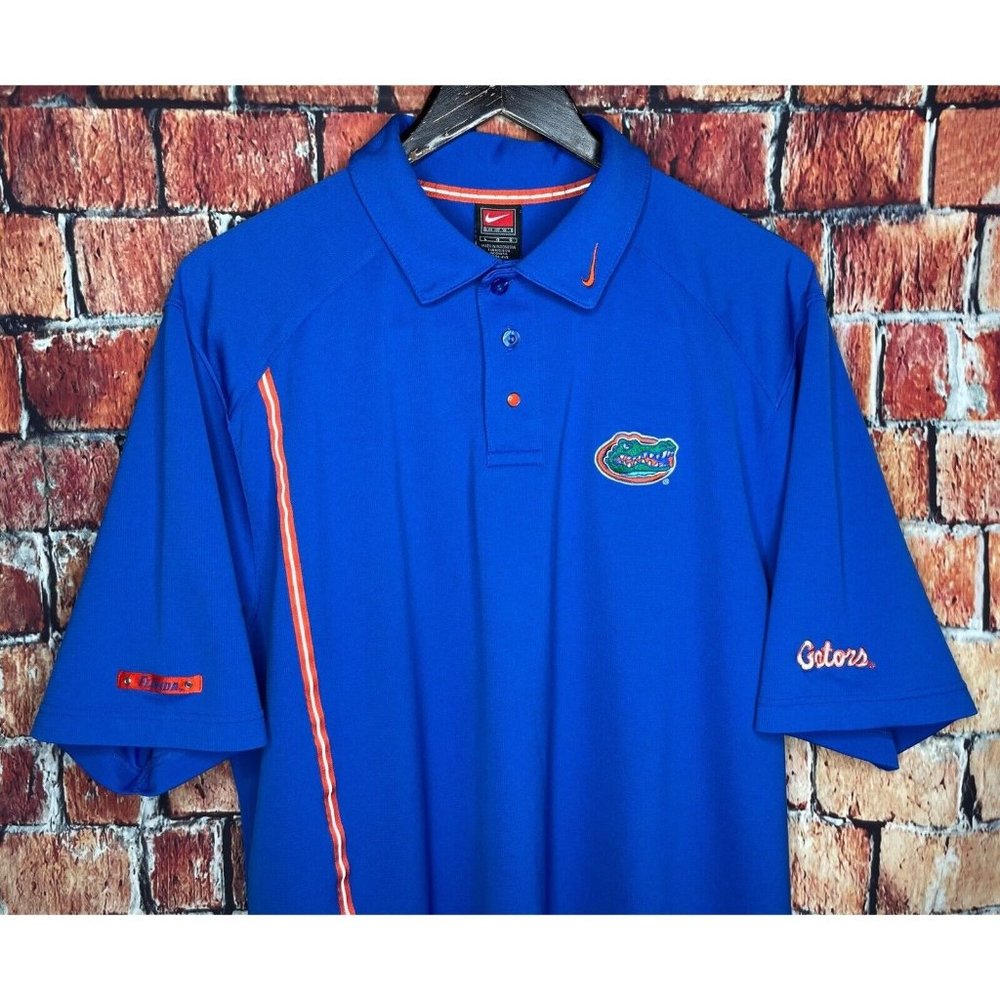 Florida Gators Nike Dri-Fit Golf Polo Shirt Short Sleeve Blue Orange Men's Large